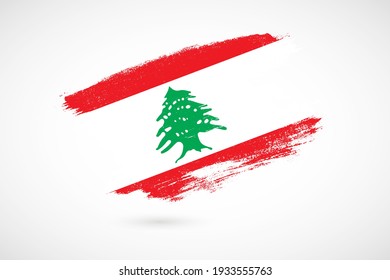 Happy independence day of Lebanon with vintage style brush flag background