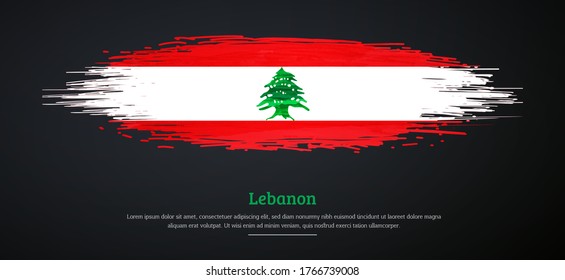 Happy independence day of Lebanon with watercolor grunge brush flag background