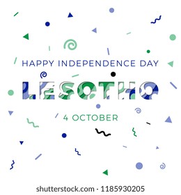 happy independence day of lesotho banner design layout with paper cut colorful layered text. vector illustration for greeting cards, posters, invitations, brochures