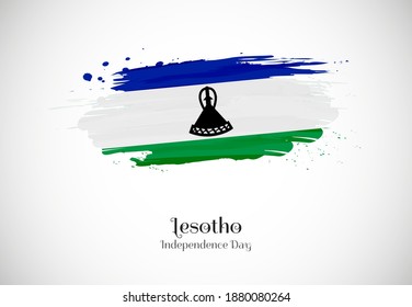 Feliz Día de la Independencia de Lesoto con un fondo de bandera de brocha creativa