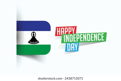 Feliz Día de la Independencia de Lesotho Ilustración vectorial, cartel del día nacional, diseño de plantilla de saludo, archivo fuente EPS
