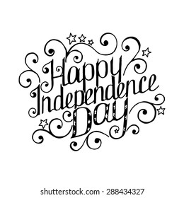 Happy Independence Day lettering with beautiful pattern. Vector illustration