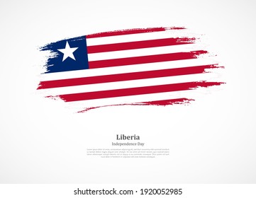 Happy independence day of Liberia with national flag on grunge texture