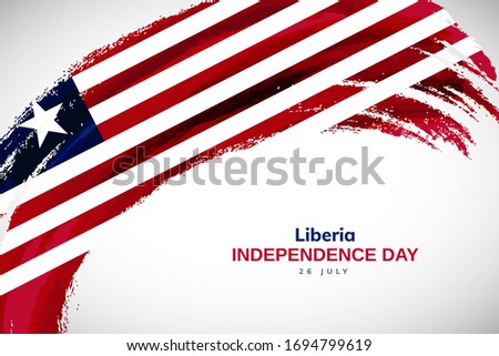 Happy Independence day of Liberia. Watercolor brush stroke flag background. Creative national country flag with Abstract watercolor grunge brush flag.