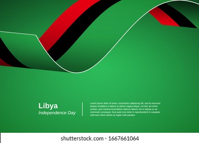 Happy independence day of Libya. Abstract waving flag banner background. Greeting patriotic nation vector.