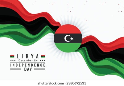 Happy Independence Day of Libya with Flag