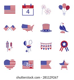 Happy independence day line icons United States of America, 4 th of July, 