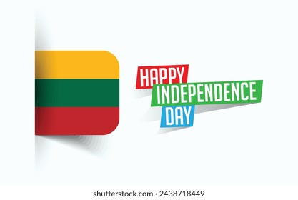 Happy Independence Day of Lithuania Vector illustration, national day poster, greeting template design, EPS Source File