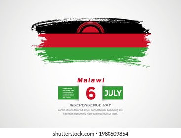 Happy Independence Day of Malawi. Abstract country flag on hand drawn brush stroke vector patriotic background.