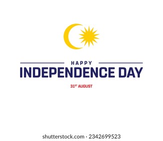 Happy Independence day, Malaysia Independence day, Malaysia, Flag of Malaysia, 31st August, 31 August, National Day, Independence Day, Moon, Star, Icon Typographic Design Typography Vector Eps Icon