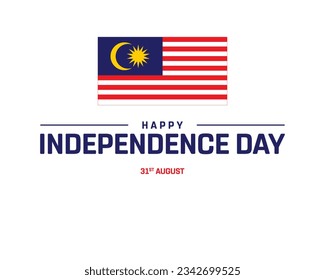 Happy Independence day, Malaysia Independence day, Malaysia, Flag of Malaysia, 31st August, 31 August, National Day, Independence Day, National Flag, Icon Typographic Design Typography Vector Eps Icon