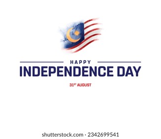Happy Independence day, Malaysia Independence day, Malaysia, Flag of Malaysia, 31st August, 31 August, National Day, Independence Day, National Flag, Flag Typographic Design Typography Vector Eps Icon