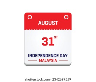 Happy Independence day Malaysia, Malaysia Independence day, Malaysia National Flag, 31st August, 31 August, National Day, Independence Day, Calendar Typographic Design Typography Vector Eps Icon