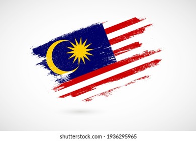 Happy independence day of Malaysia with vintage style brush flag background