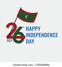 Happy Independence Day, Maldives Freedom day poster art. Concept design greeting Independence day of Maldives, 26 July day.