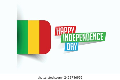 Feliz Día de la Independencia de Mali Ilustración vectorial, cartel del día nacional, diseño de plantilla de saludo, archivo fuente EPS
