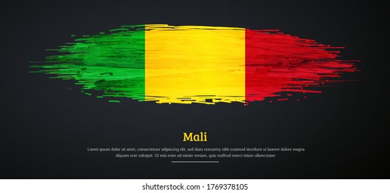 Happy independence day of Mali with watercolor grunge brush flag background