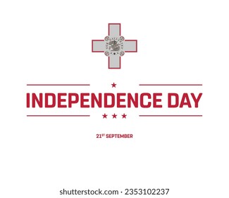 Happy Independence day, Malta Independence day, Malta, Malta Flag, 21 September, 21st September, Independence Day, National Day, National Flag, For Gallantry, Typographic Design Editable Vector Icon