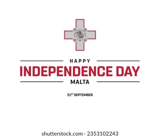 Happy Independence day, Malta Independence day, Malta, Malta Flag, 21 September, 21st September, Independence Day, National Day, National Flag, Icon, Typographic Design Editable Vector Icon