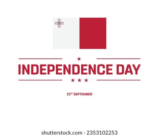 Happy Independence day, Malta Independence day, Malta, Malta Flag, 21 September, 21st September, Independence Day, National Day, National Flag, Typographic Design Editable Vector Icon