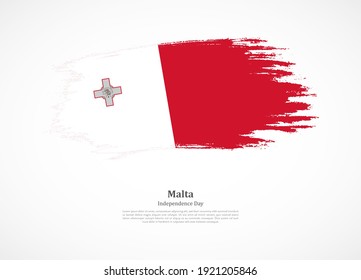 Feliz día de la independencia de Malta con bandera nacional en textura gruesa