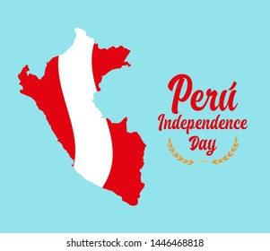 Happy Independence Day, Map Peru, vector