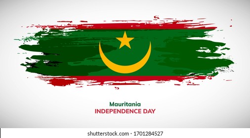 Happy independence day of Mauritania. Brush flag of Mauritania vector illustration. Abstract watercolor concept of national brush flag background.