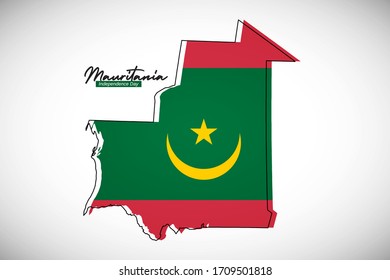 Happy independence day of Mauritania. Elegant national country map with Mauritania flag vector illustration