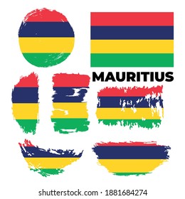 Happy independence day of Mauritius with creative brush flag background. Vector illustration