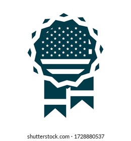 happy independence day, medal memorial american flag vector illustration silhouette style icon