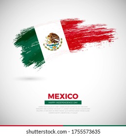 Happy independence day of Mexico country. Creative grunge brush of Mexico flag illustration