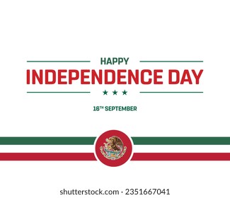 Happy Independence day, Mexico Independence day, Mexico, Mexico Flag, 16 September, 16th September, Independence Day, National Day, Flag Strip, Typographic Design, Editable Typography, Illustration