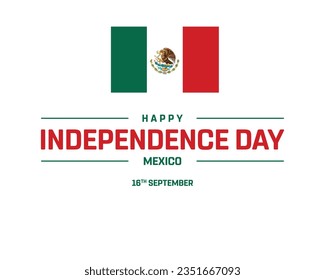 Happy Independence day, Mexico Independence day, Mexico, Mexico Flag, 16 September, 16th September, Independence Day, National Day, Icon, Vector Design Typographic Design, Editable Concept