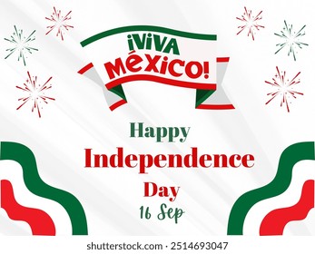 Feliz Dia da Independência México, iviva Cartaz do México, Dia da Independência Mexicana 16 de setembro, Ilustração vetorial.