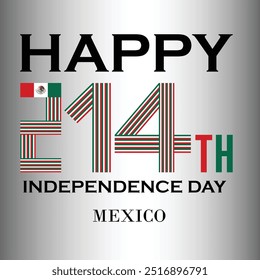 Feliz dia da independência do México em 16 de setembro de 2024 também o logotipo da linha do México 214 ano bem ser feito com fundo branco