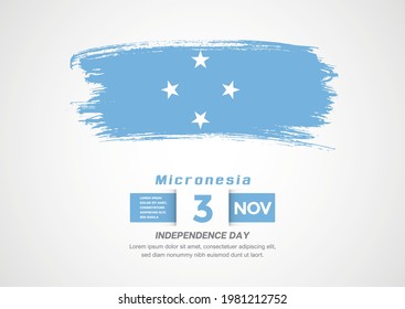Happy Independence Day of Micronesia. Abstract country flag on hand drawn brush stroke vector patriotic background.