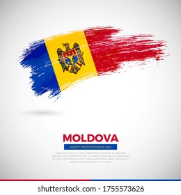 Happy independence day of Moldova country. Elegant grunge brush of Moldova flag illustration