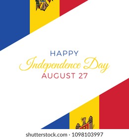 happy independence day of moldova vector layout design with text and national flag on a white background for banner, poster, flyer, presentation