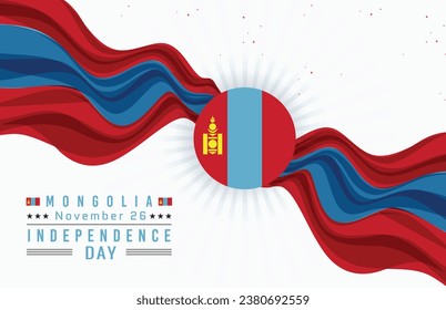 Feliz Día de la Independencia de Mongolia con bandera
