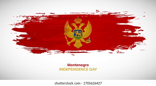 Happy independence day of Montenegro. Brush flag of Montenegro vector illustration. Abstract watercolor concept of national brush flag background. Brush stroke background