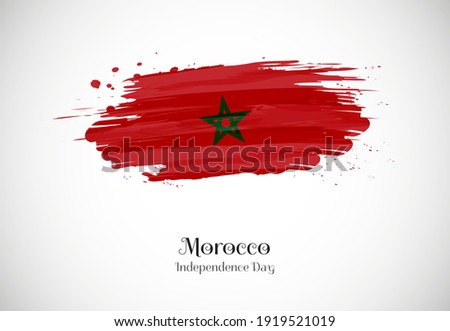 Happy independence day of Morocco with creative brush flag background