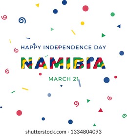 happy independence day of namibia banner design layout with paper cut colorful layered text. 3d realistic vector illustration for greeting cards, posters, invitations, brochures. eps 10