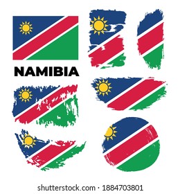 Happy independence day of Namibia. Brush painted grunge flag of Namibia country. Classic brush flag vector background. Vector illustration