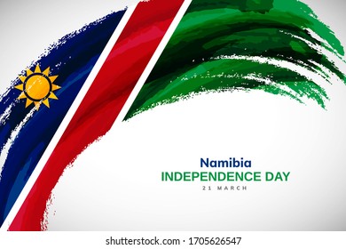 Happy independence day of Namibia. Watercolor brush stroke flag background. Elegant national country flag with Abstract watercolor grunge brush flag