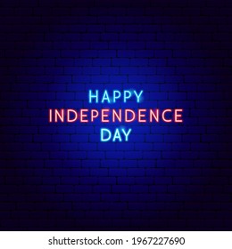 Happy Independence Day Neon Text. Vector Illustration of USA Promotion.