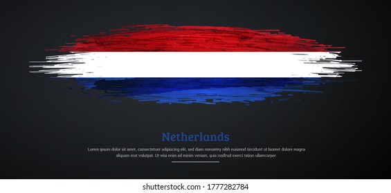 Happy independence day of Netherlands with watercolor grunge brush flag background