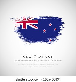 Happy independence day of New Zealand. brush flag of New Zealand vector illustration. abstract concept of national brush flag background. brush stroke background.