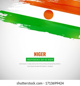Happy independence day of Niger with brush style watercolor country flag background