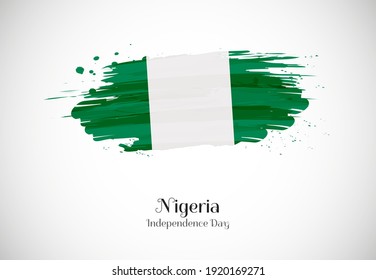 Happy independence day of Nigeria with creative brush flag background