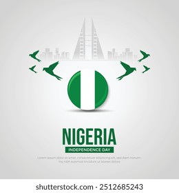 Happy Independence Day Nigeria Social Media Post und Flyer Template. 1. Oktober - Nigeria Independence Day Feier Grußkarte mit Text und Nigeria Flagge Vektor Illustration.